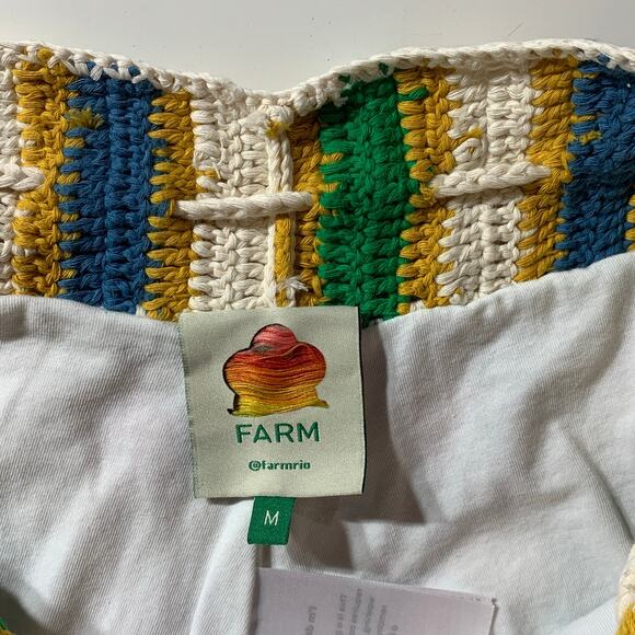 Farm Rio Multi Circles Crochet Shorts Size M Cream Cotton Floral Vibrant Boho - Picture 4 of 12